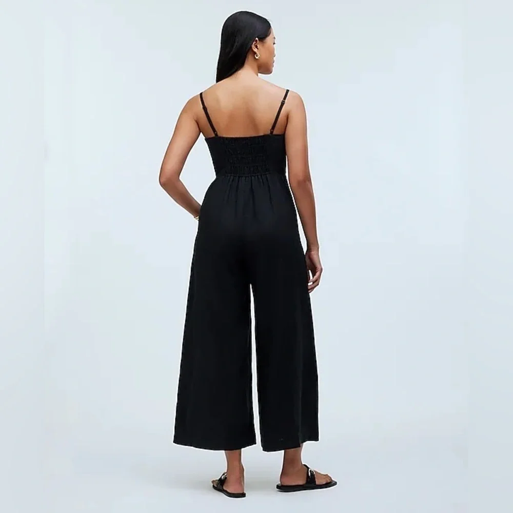 Madewell Black Linen Jumpsuit sz 4 - Picture 2 of 7
